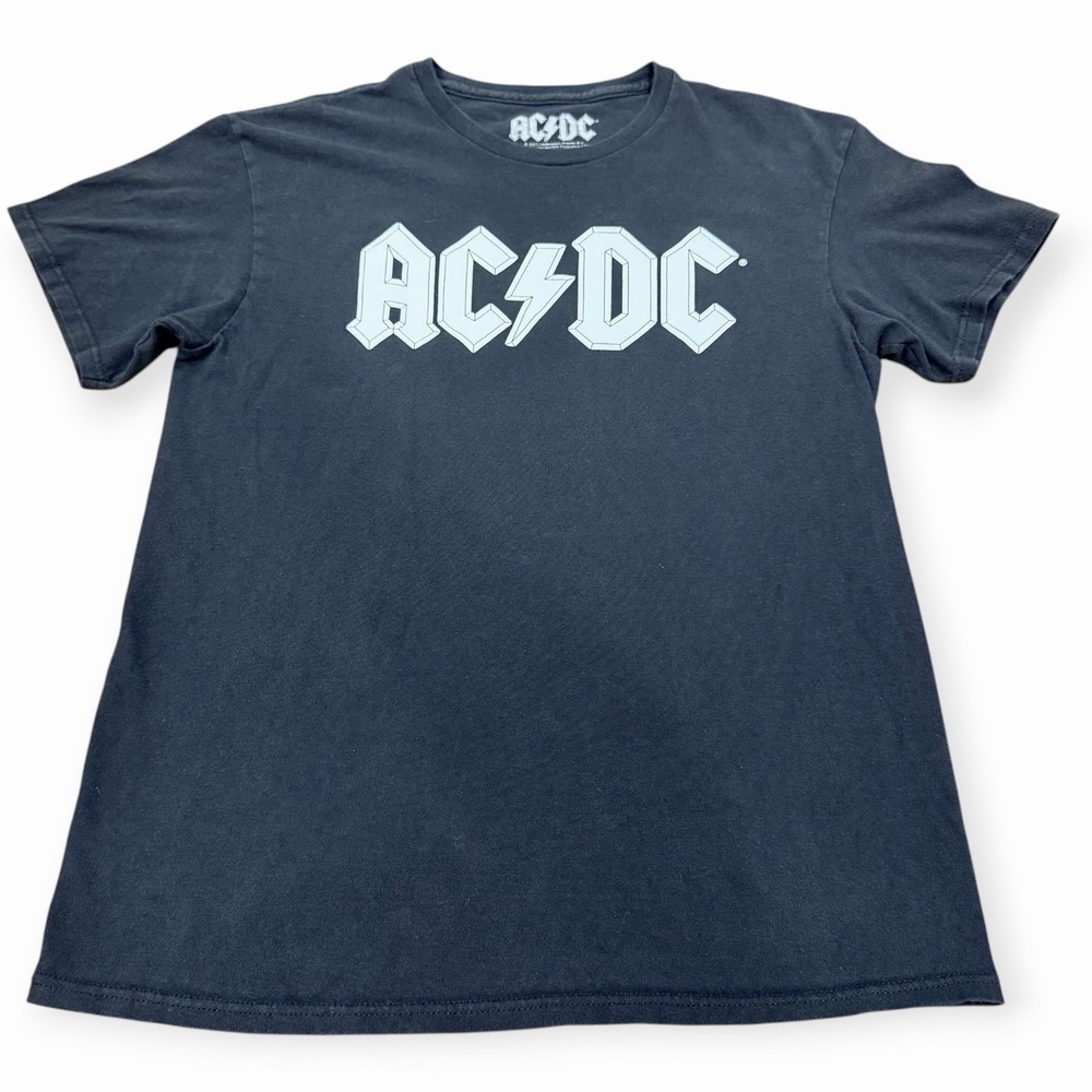 AC/DC Black Logo Graphic T-Shirt 100% Cotton Rock & Pop Size M
